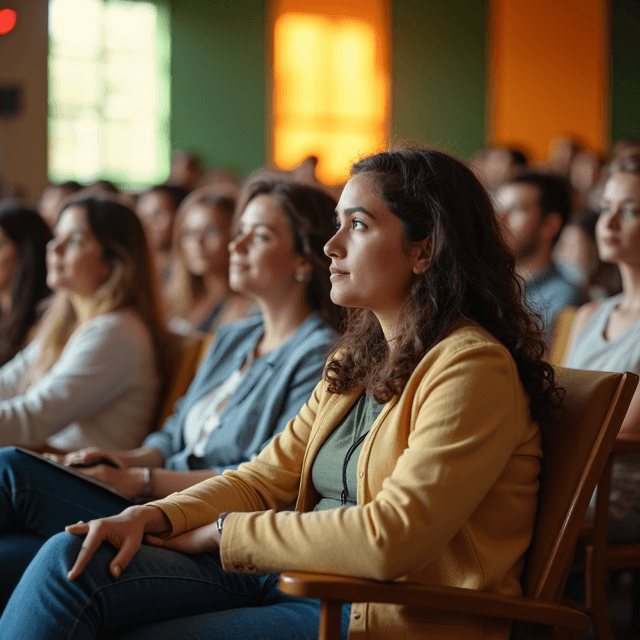 विश्वविद्यालय परिचय दिवस के दौरान सभागार में इकठ्ठे नए छात्र।